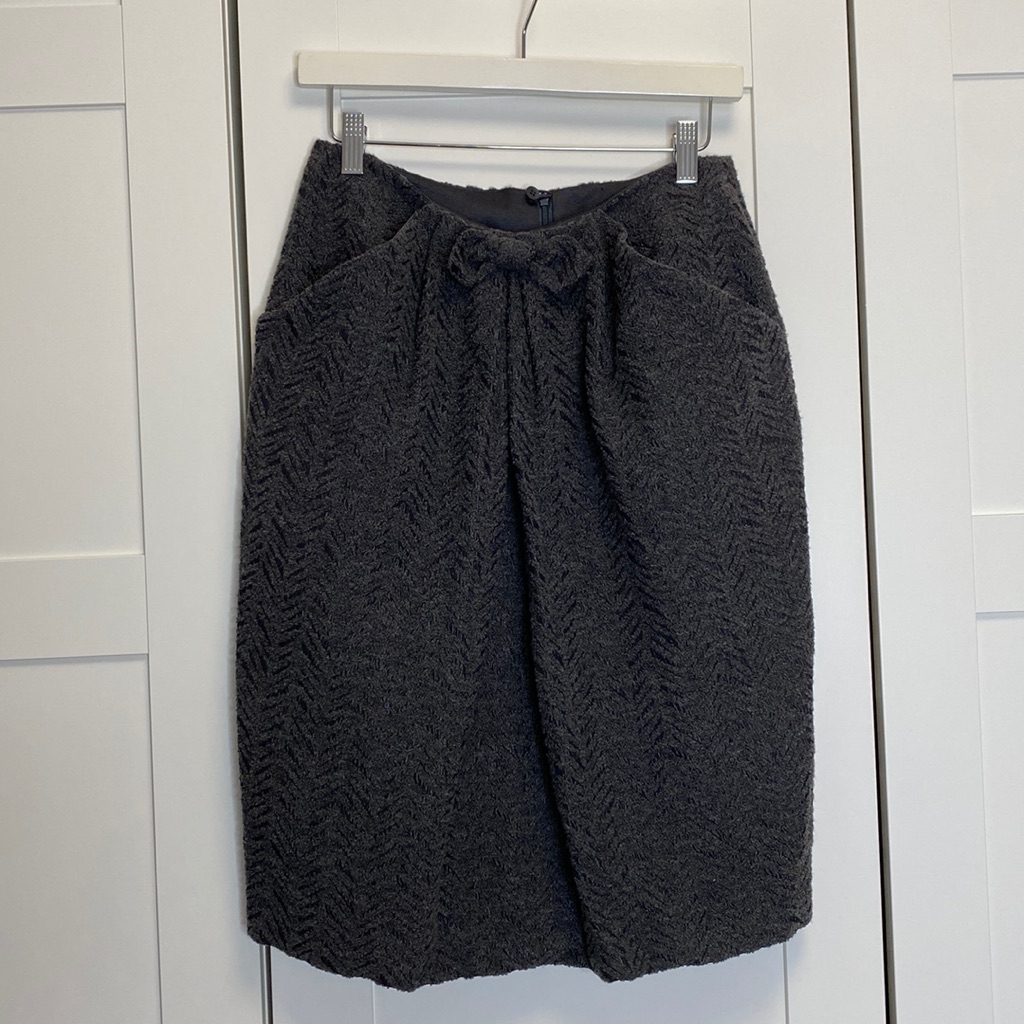 Giorgio Armani Tulip Boucle Bow Waist Pocket Skirt 44 L 8